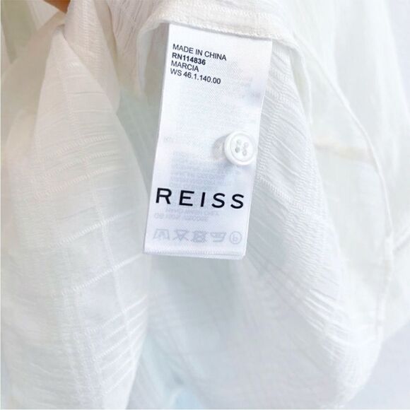 REISS NWT MARCIA LADDER INTEREST BLOUSE in White/Cream Size 8 - Picture 10 of 11